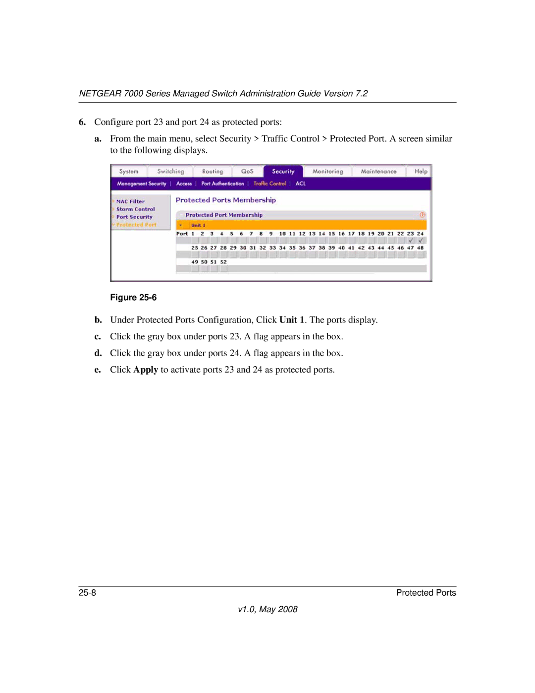 NETGEAR 7000 Series manual Protected Ports 