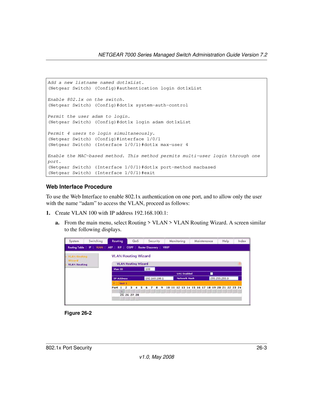 NETGEAR 7000 Series manual 802.1x Port Security 26-3 