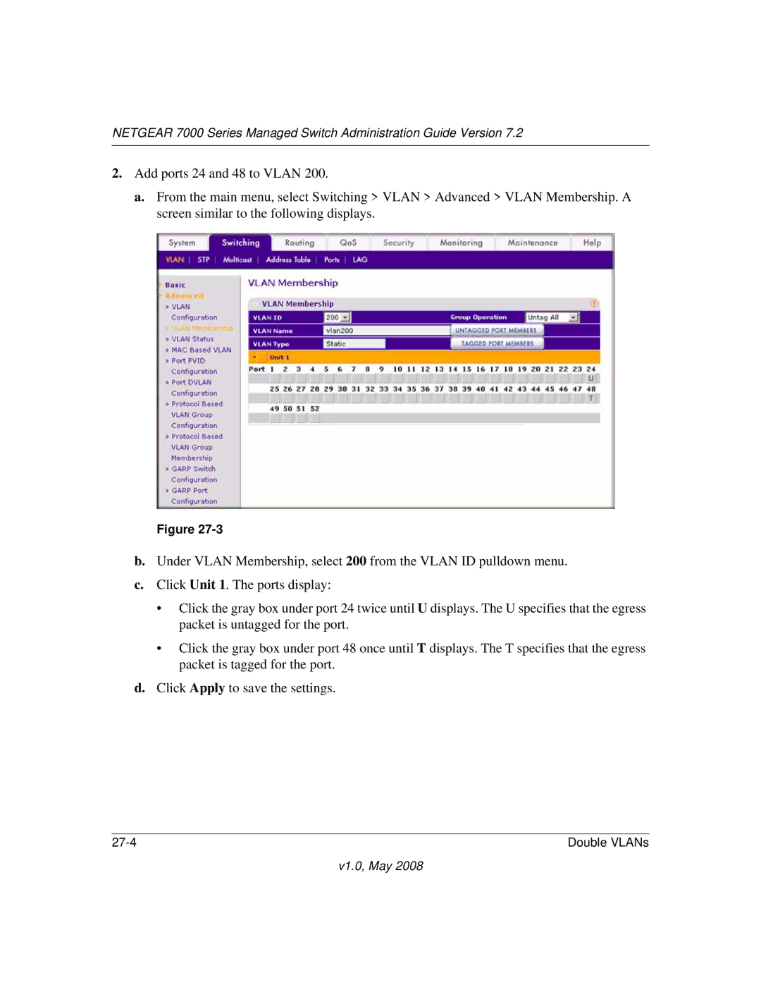 NETGEAR 7000 Series manual Double VLANs 