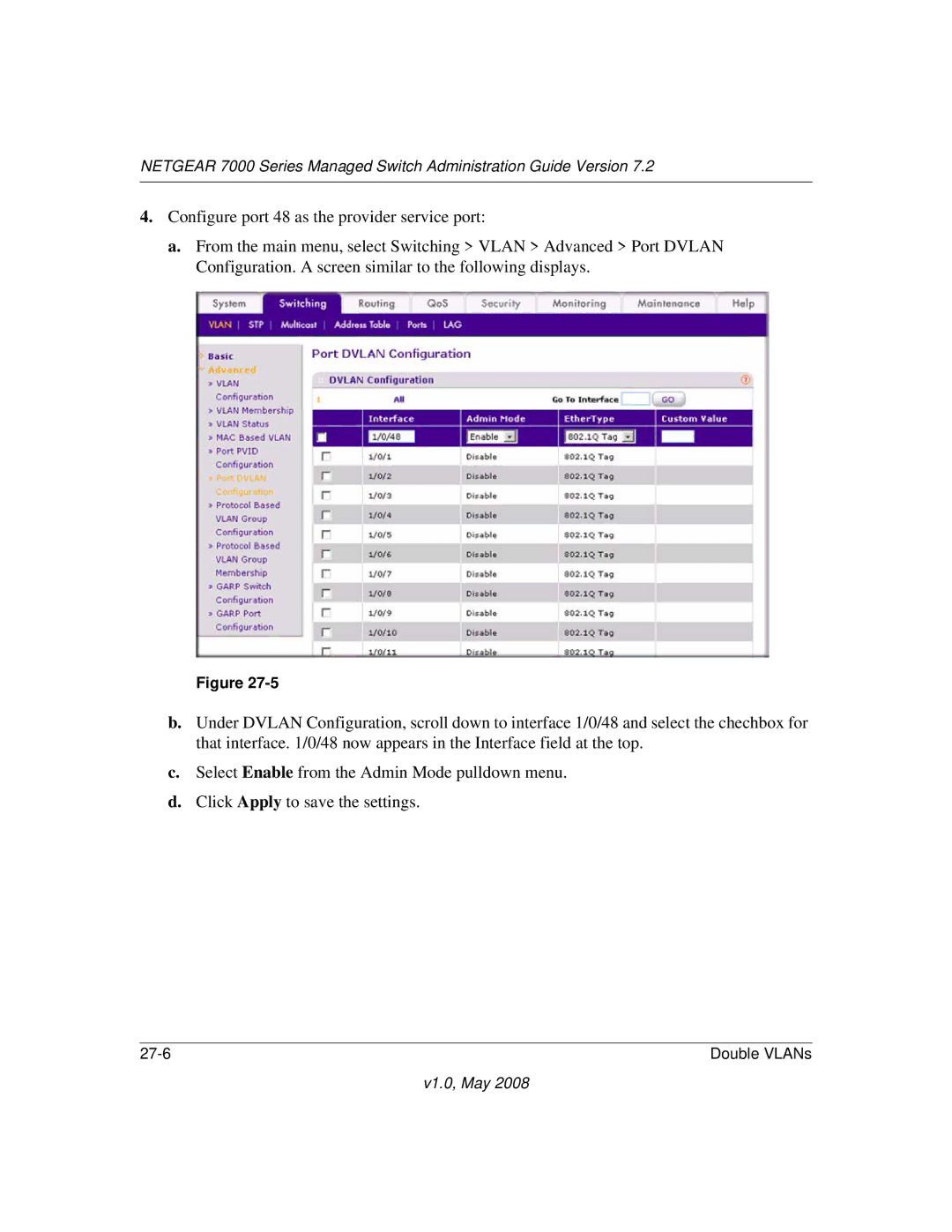 NETGEAR 7000 Series manual Double VLANs 