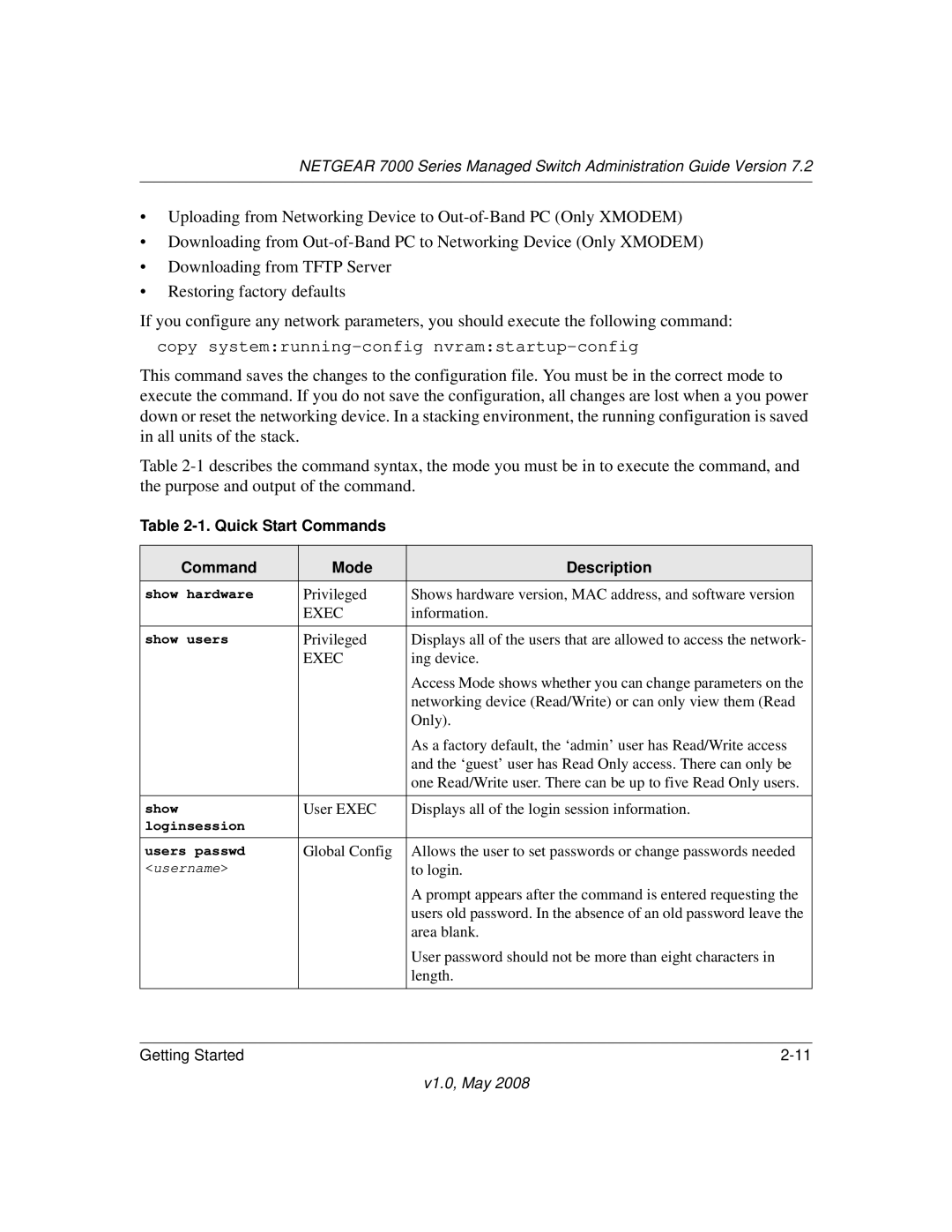 NETGEAR 7000 Series manual Copy systemrunning-config nvramstartup-config 