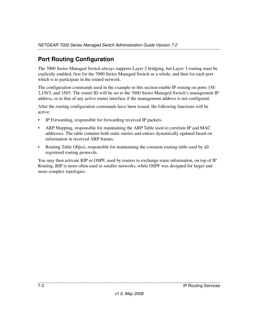 NETGEAR 7000 Series manual Port Routing Configuration 