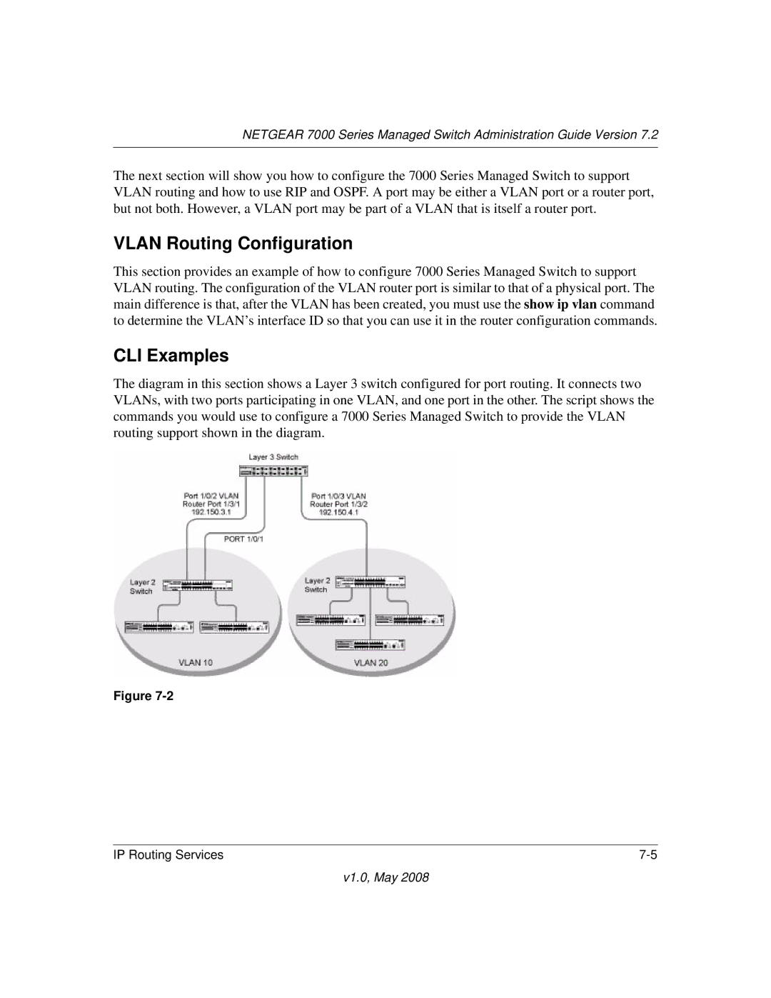 NETGEAR 7000 Series manual Vlan Routing Configuration 