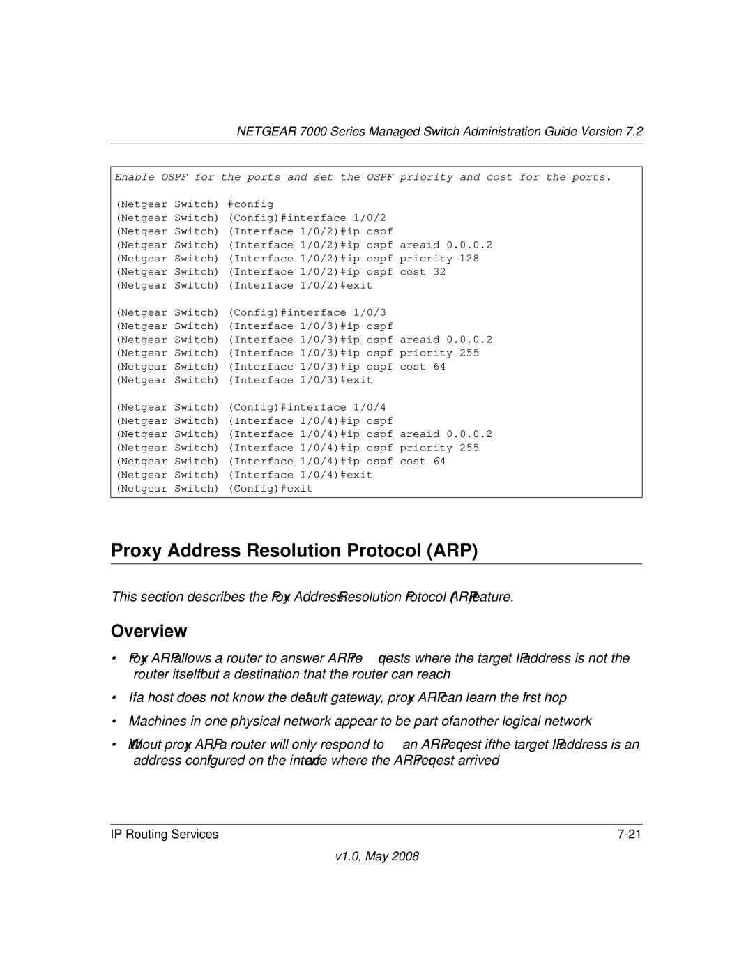 NETGEAR 7000 Series manual Proxy Address Resolution Protocol ARP, Overview 