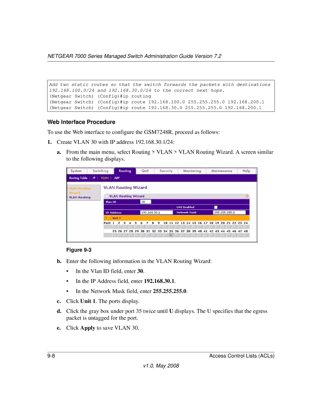 NETGEAR 7000 Series manual Web Interface Procedure 