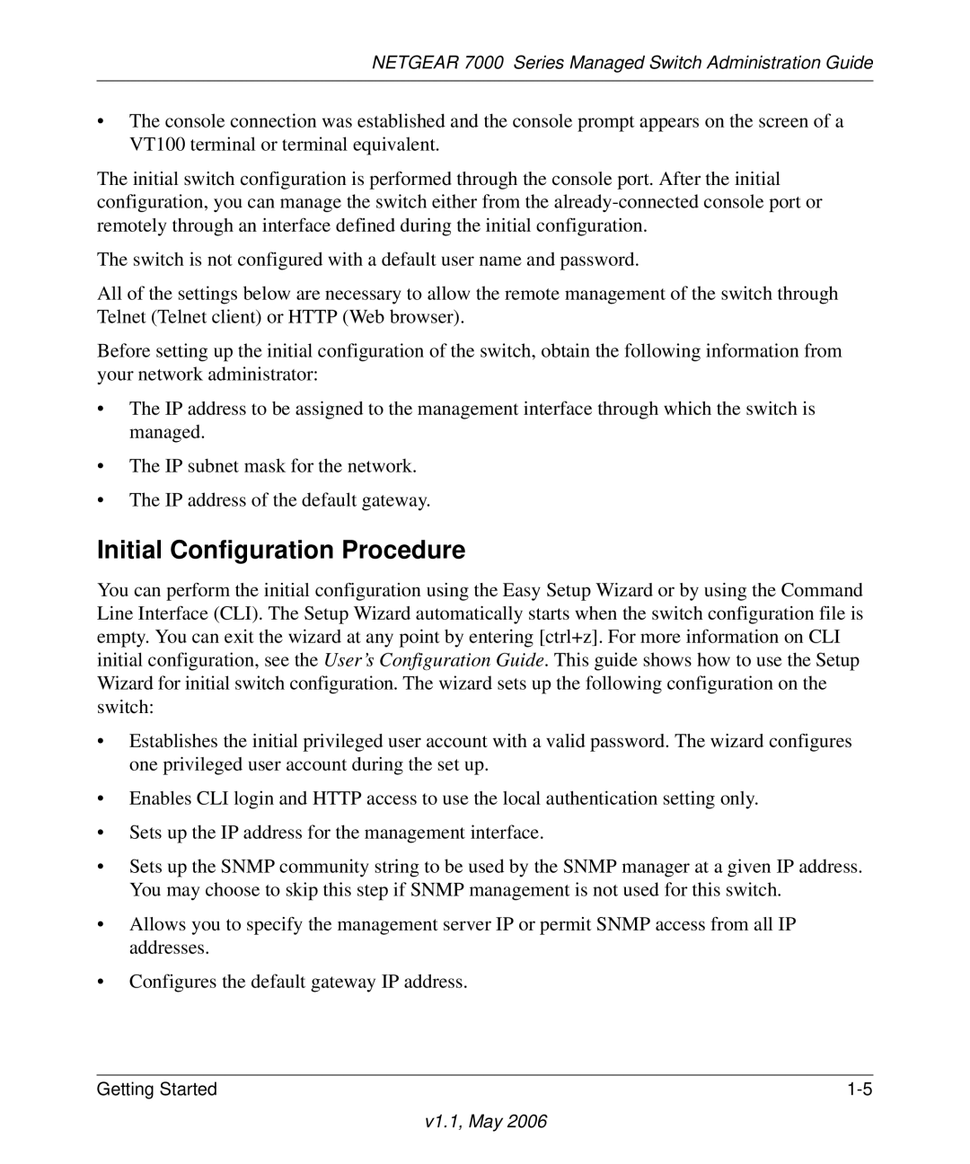 NETGEAR 7000 manual Initial Configuration Procedure 