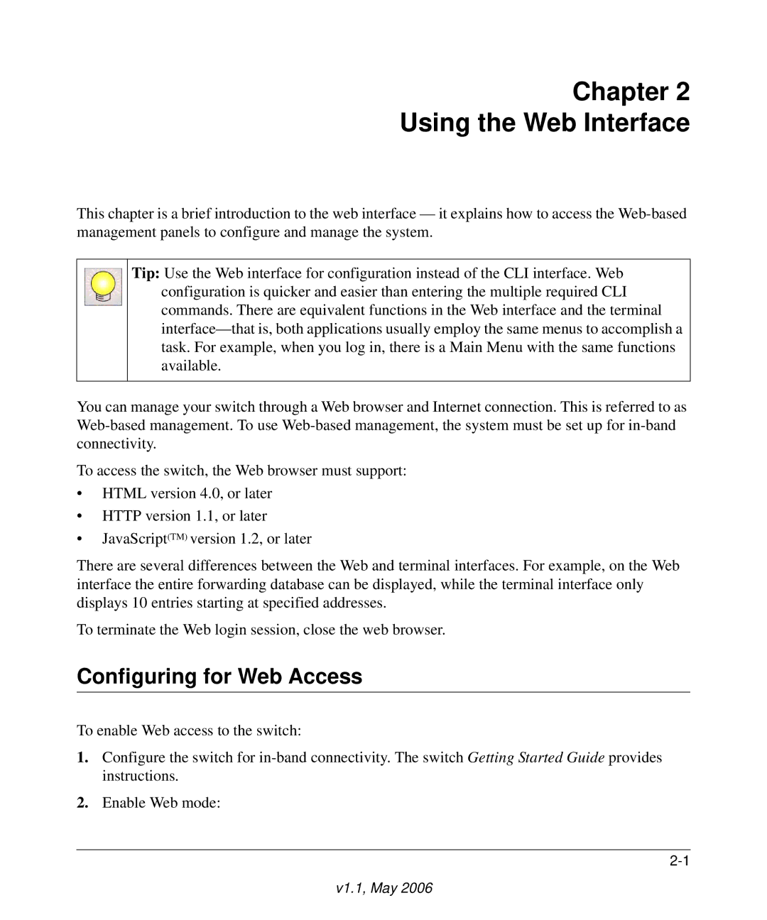 NETGEAR 7000 manual Chapter Using the Web Interface, Configuring for Web Access 