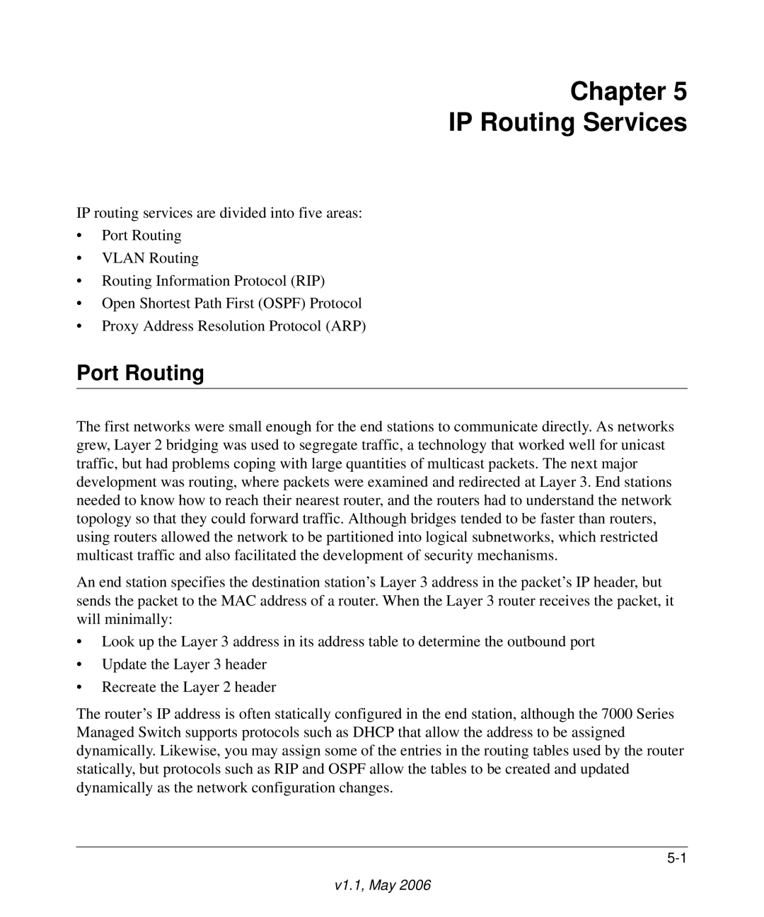 NETGEAR 7000 manual Chapter IP Routing Services, Port Routing 