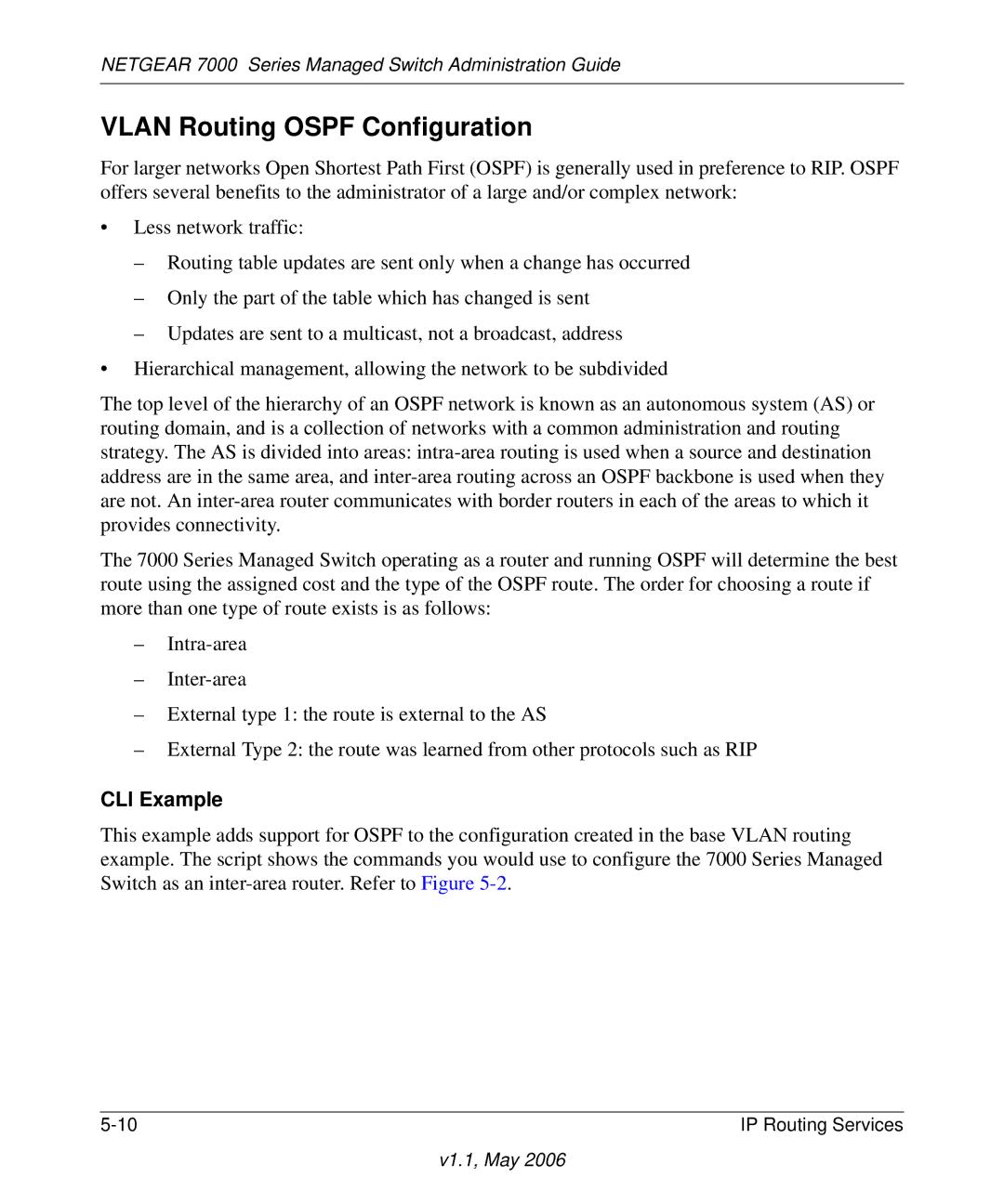 NETGEAR 7000 manual Vlan Routing Ospf Configuration 