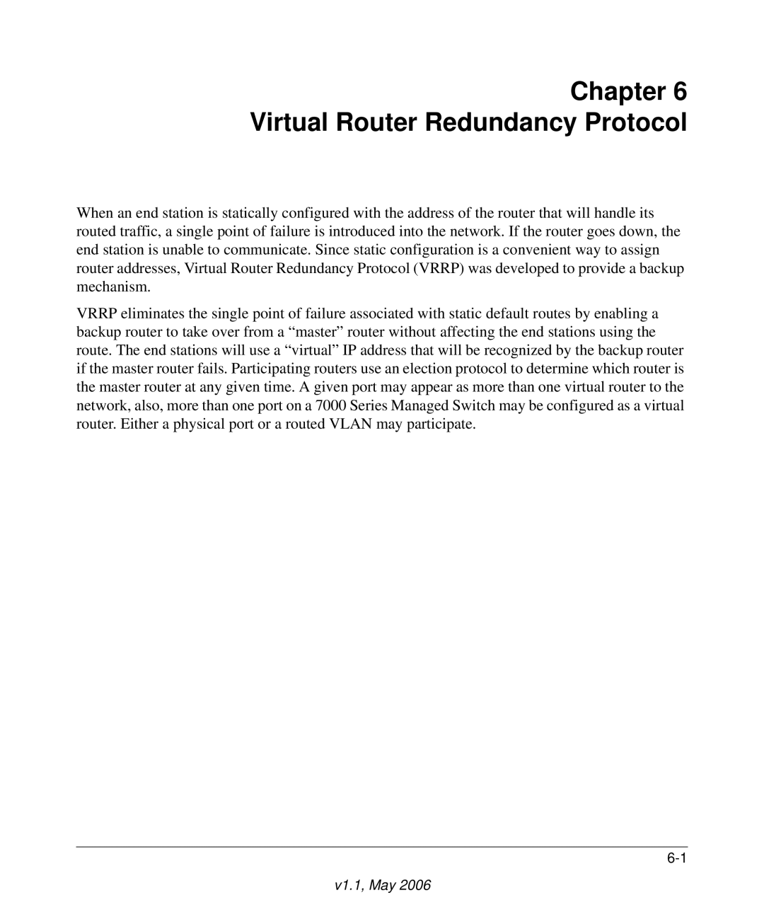 NETGEAR 7000 manual Chapter Virtual Router Redundancy Protocol 