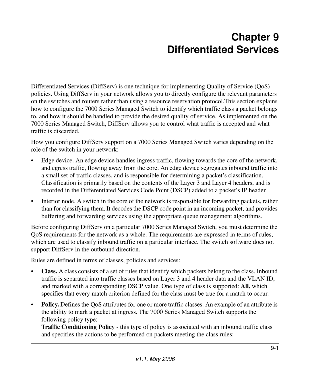 NETGEAR 7000 manual Chapter Differentiated Services 