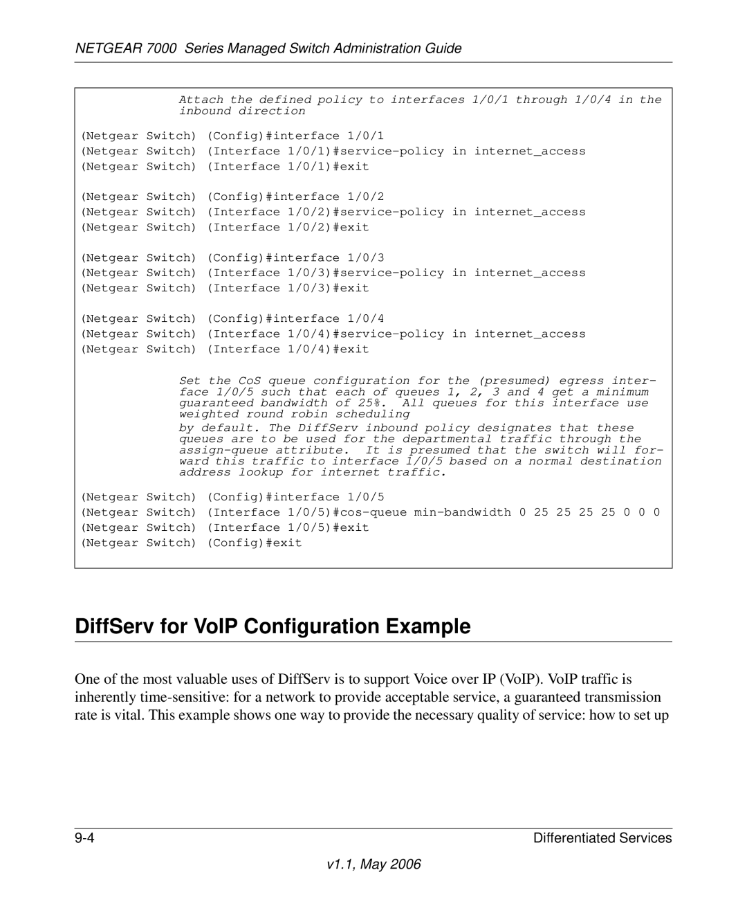 NETGEAR 7000 manual DiffServ for VoIP Configuration Example 