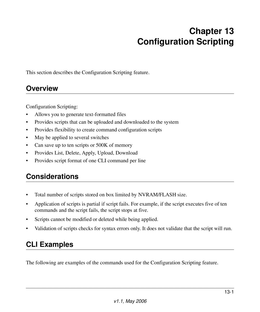 NETGEAR 7000 manual Chapter Configuration Scripting, Considerations 