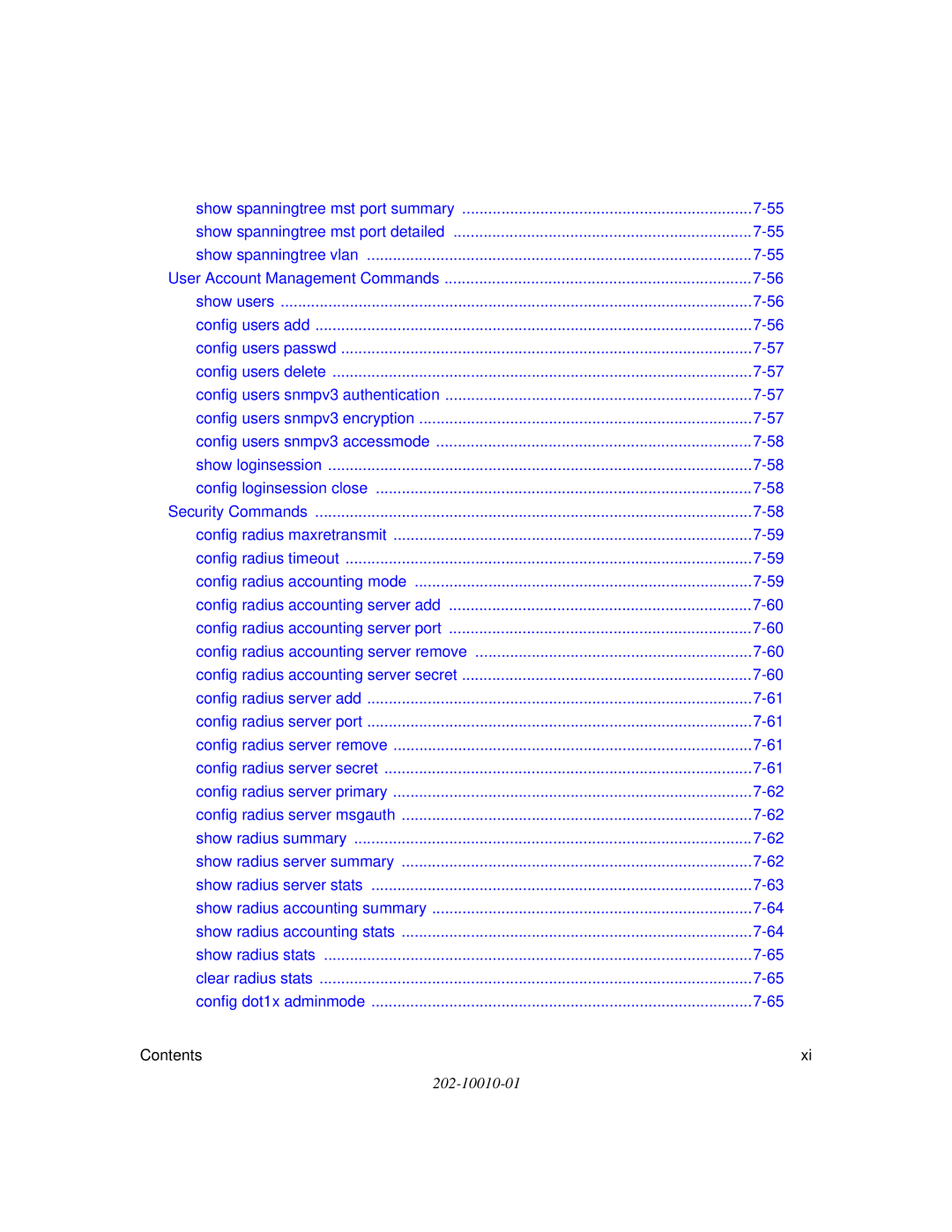 NETGEAR 7200 Series user manual Security Commands 