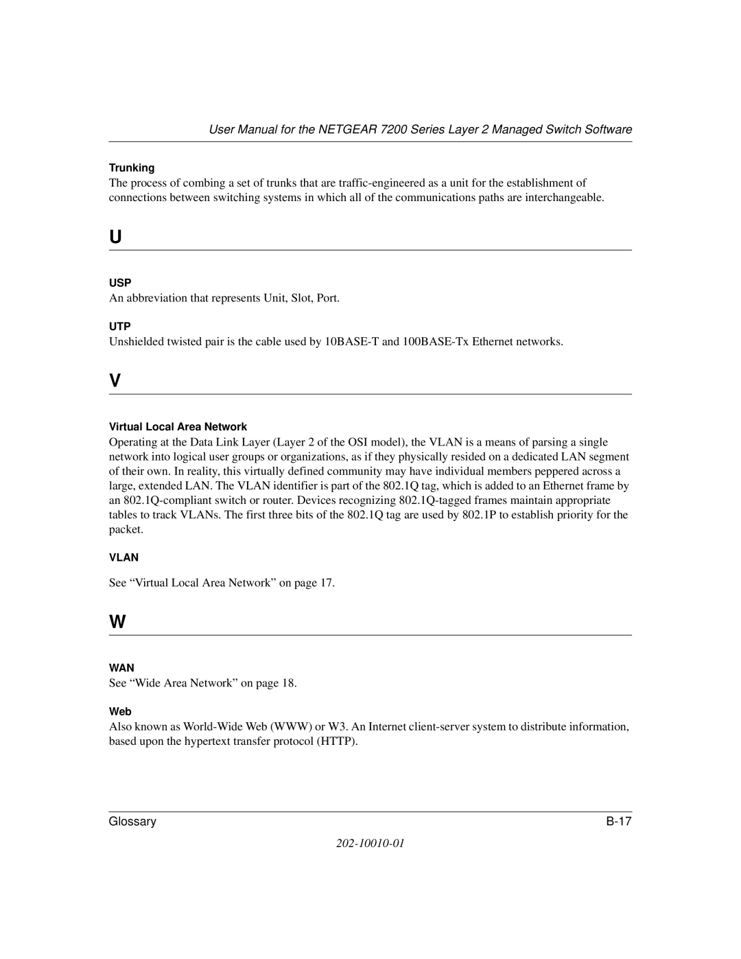 NETGEAR 7200 Series user manual Trunking, Virtual Local Area Network, Web 