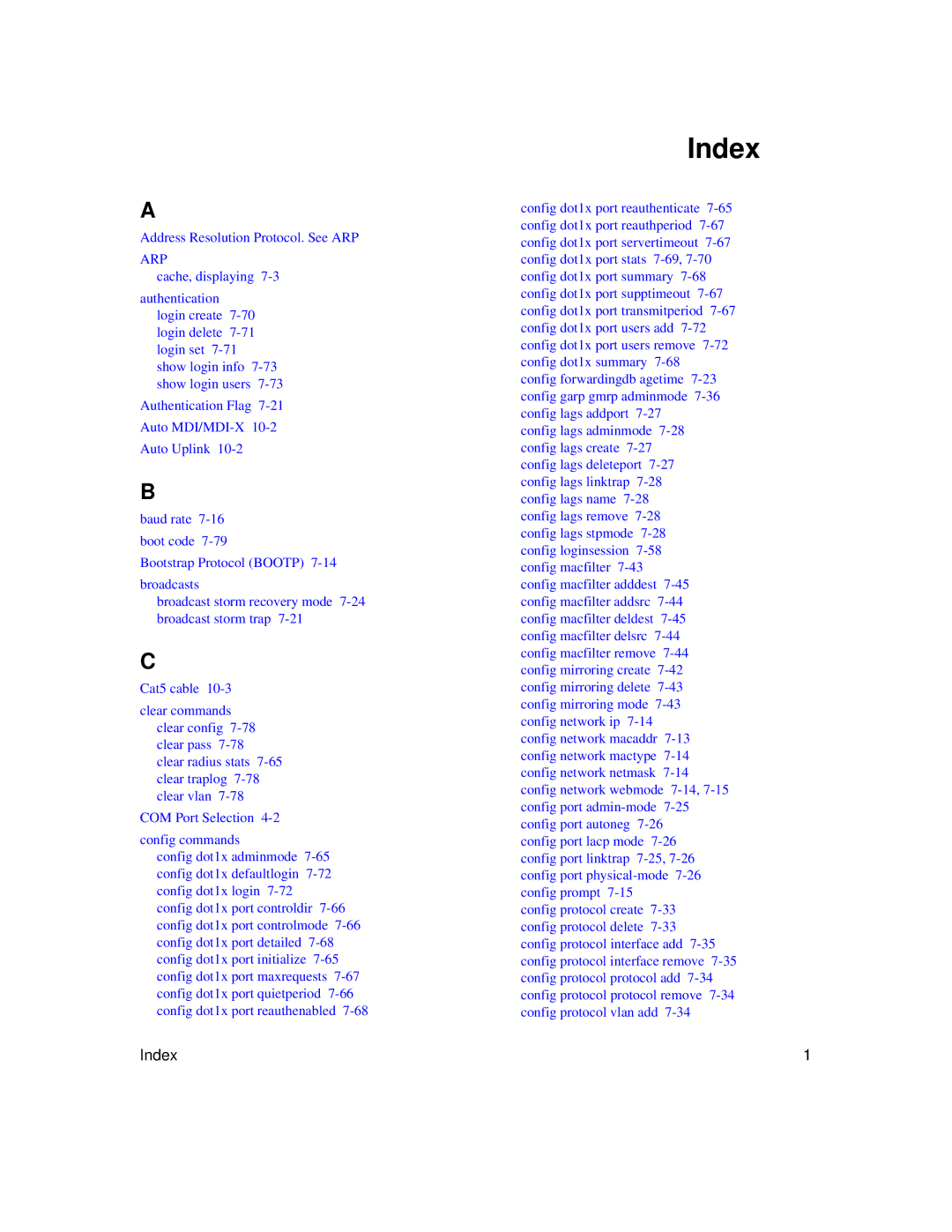 NETGEAR 7200 Series user manual Index, Arp 