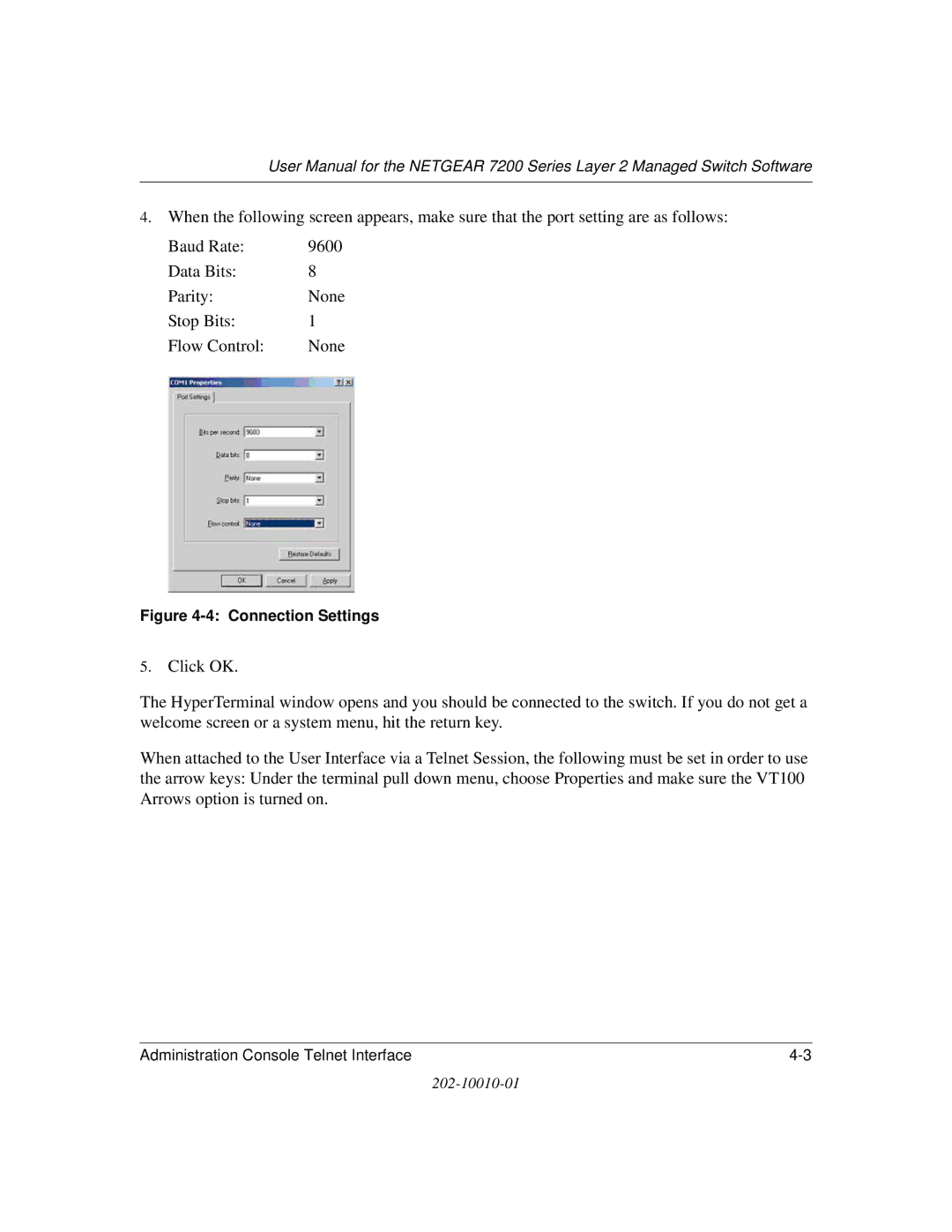 NETGEAR 7200 Series user manual Connection Settings 