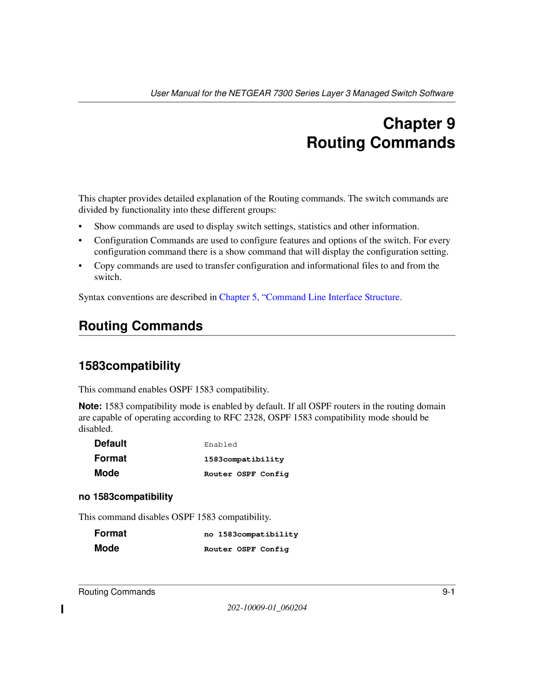 NETGEAR 7300 Series user manual Routing Commands, No 1583compatibility 