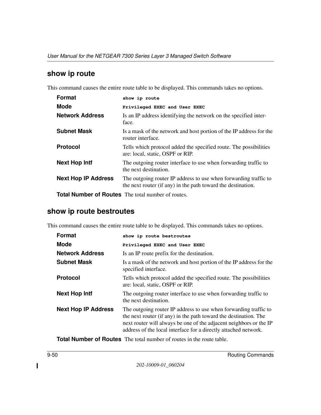 NETGEAR 7300 Series user manual Show ip route bestroutes 