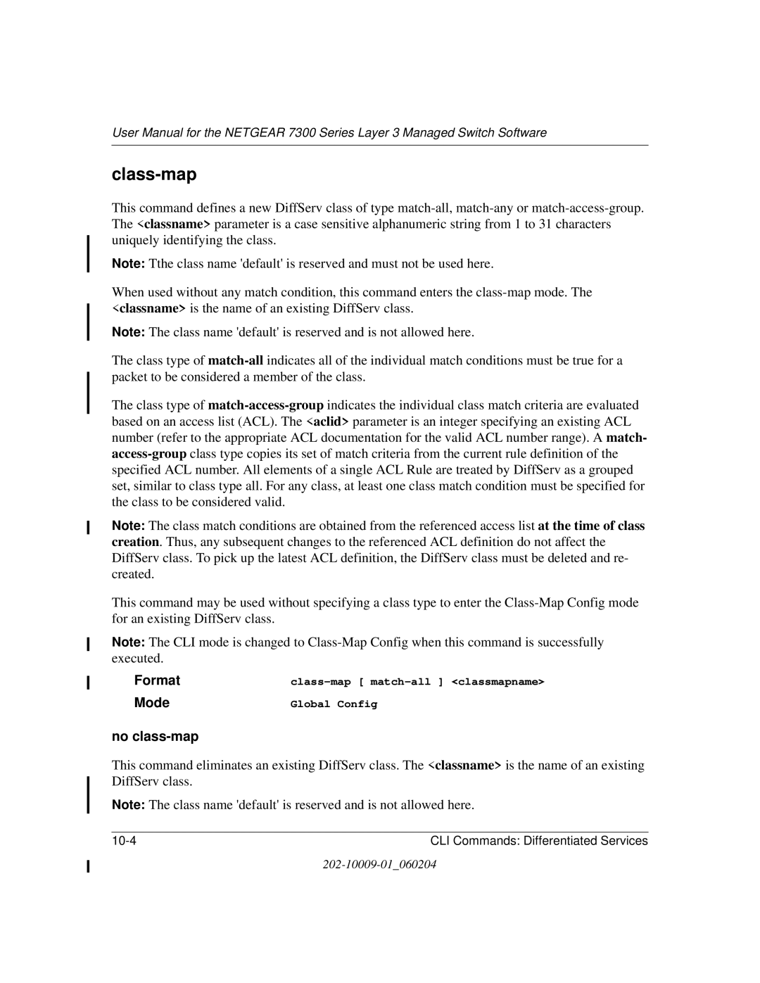 NETGEAR 7300 Series user manual Class-map, No class-map 