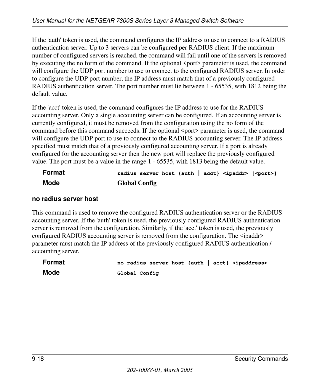 NETGEAR 7300S manual No radius server host 