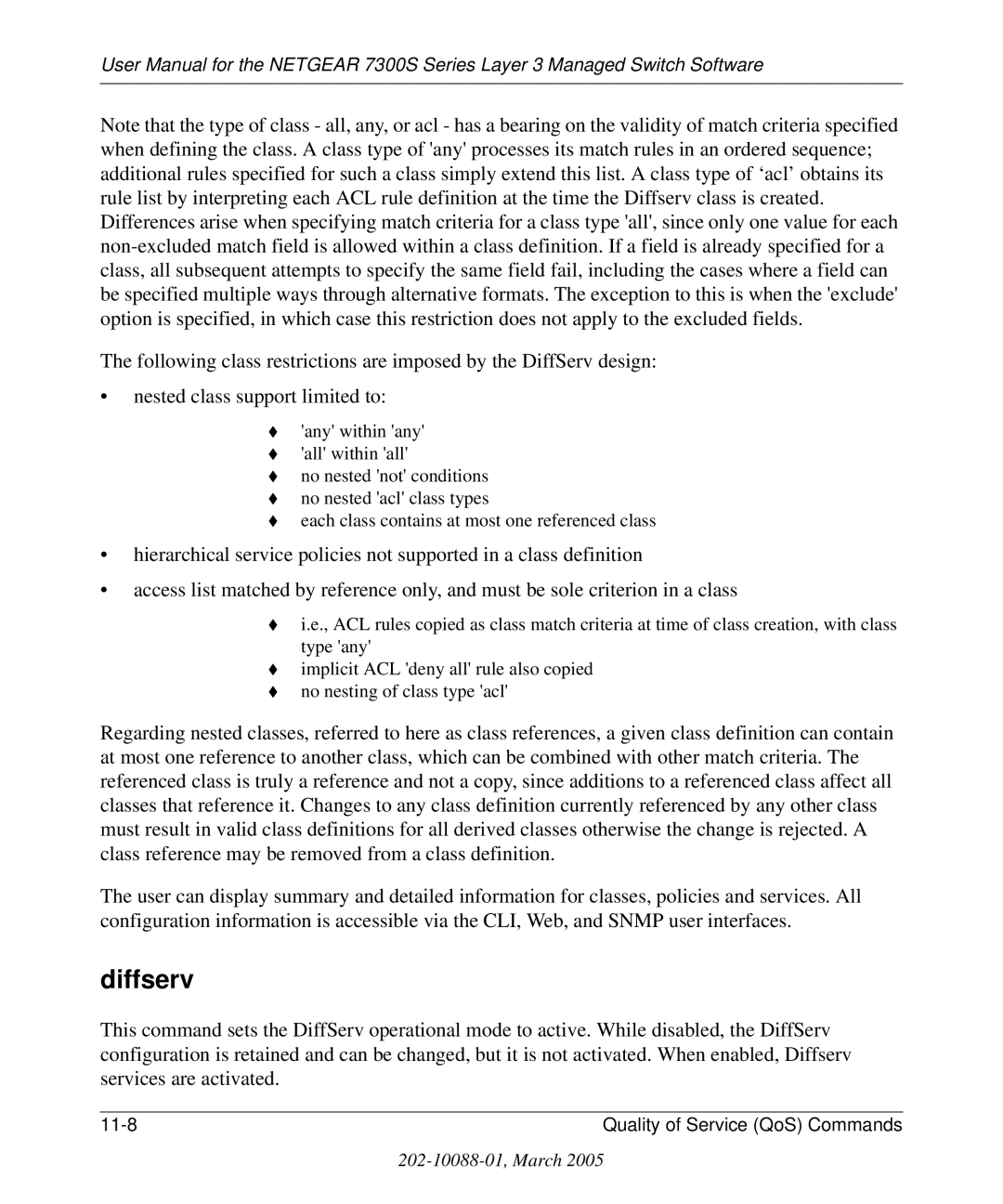 NETGEAR 7300S manual Diffserv 