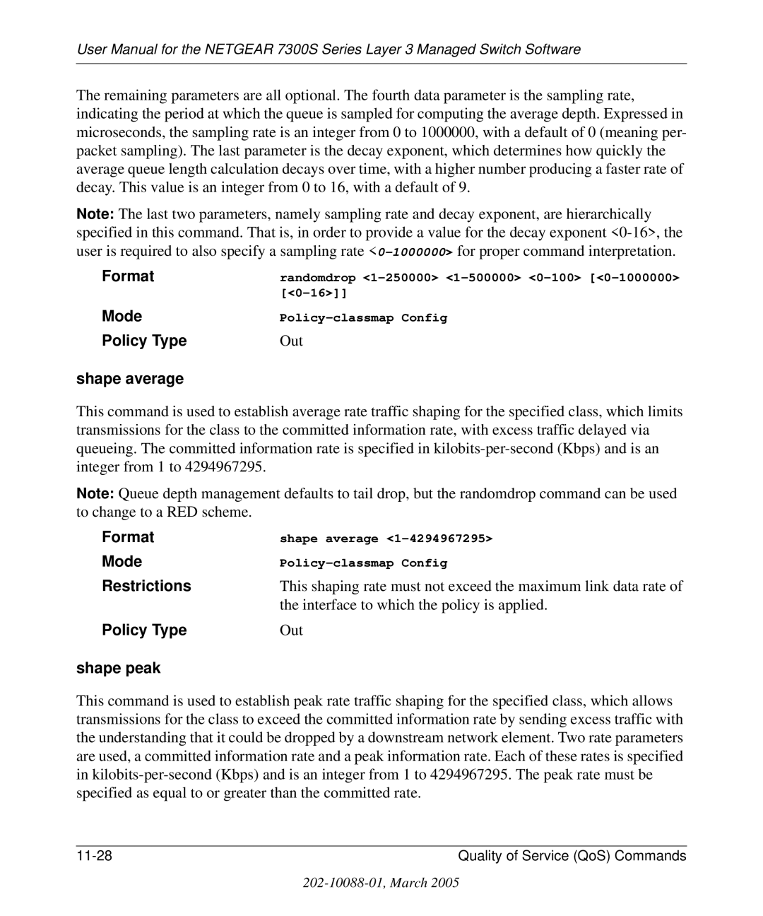 NETGEAR 7300S manual Shape average, Shape peak 