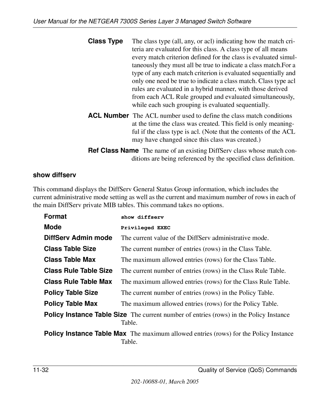 NETGEAR 7300S manual Show diffserv 