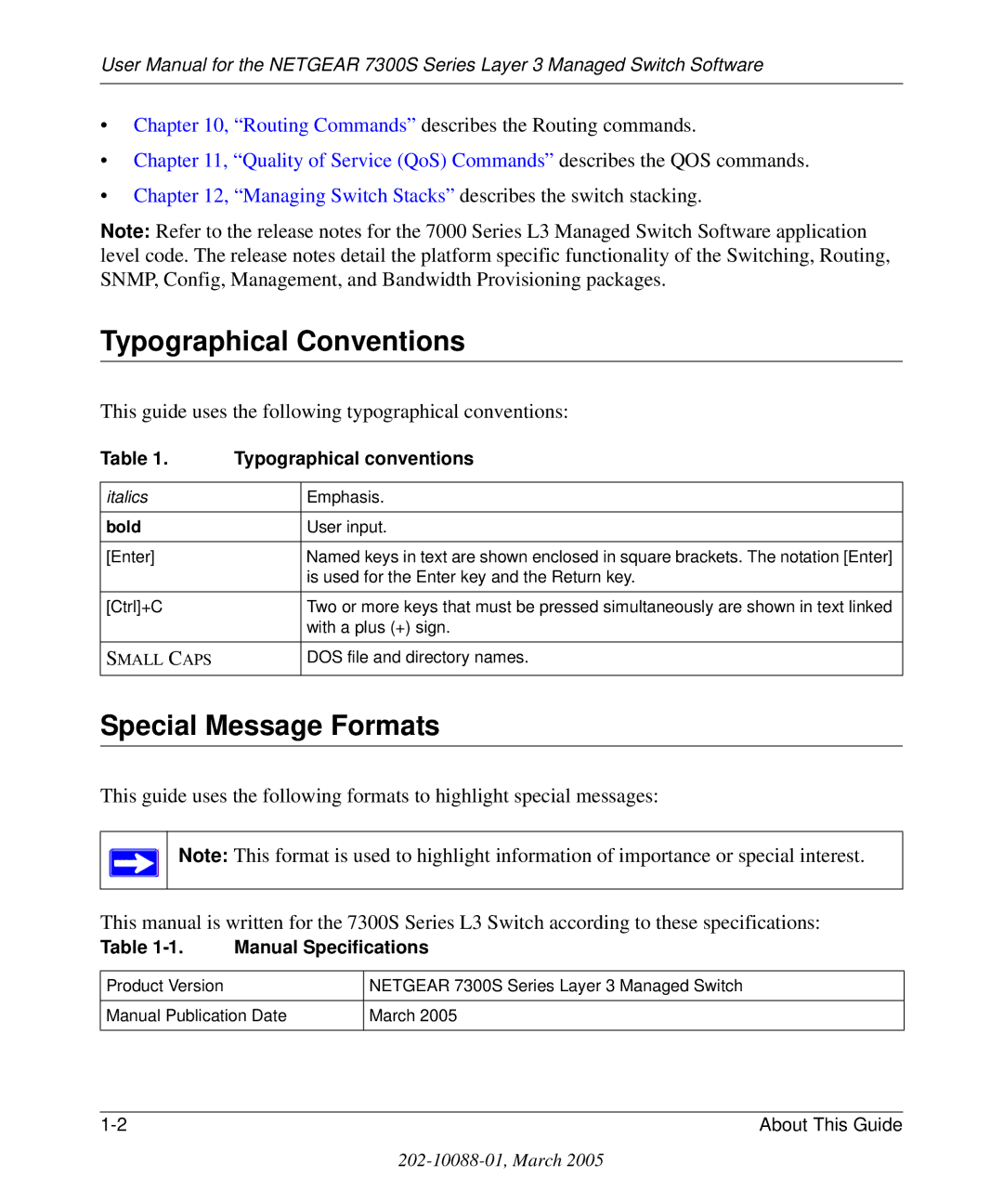 NETGEAR 7300S manual Typographical Conventions, Special Message Formats 