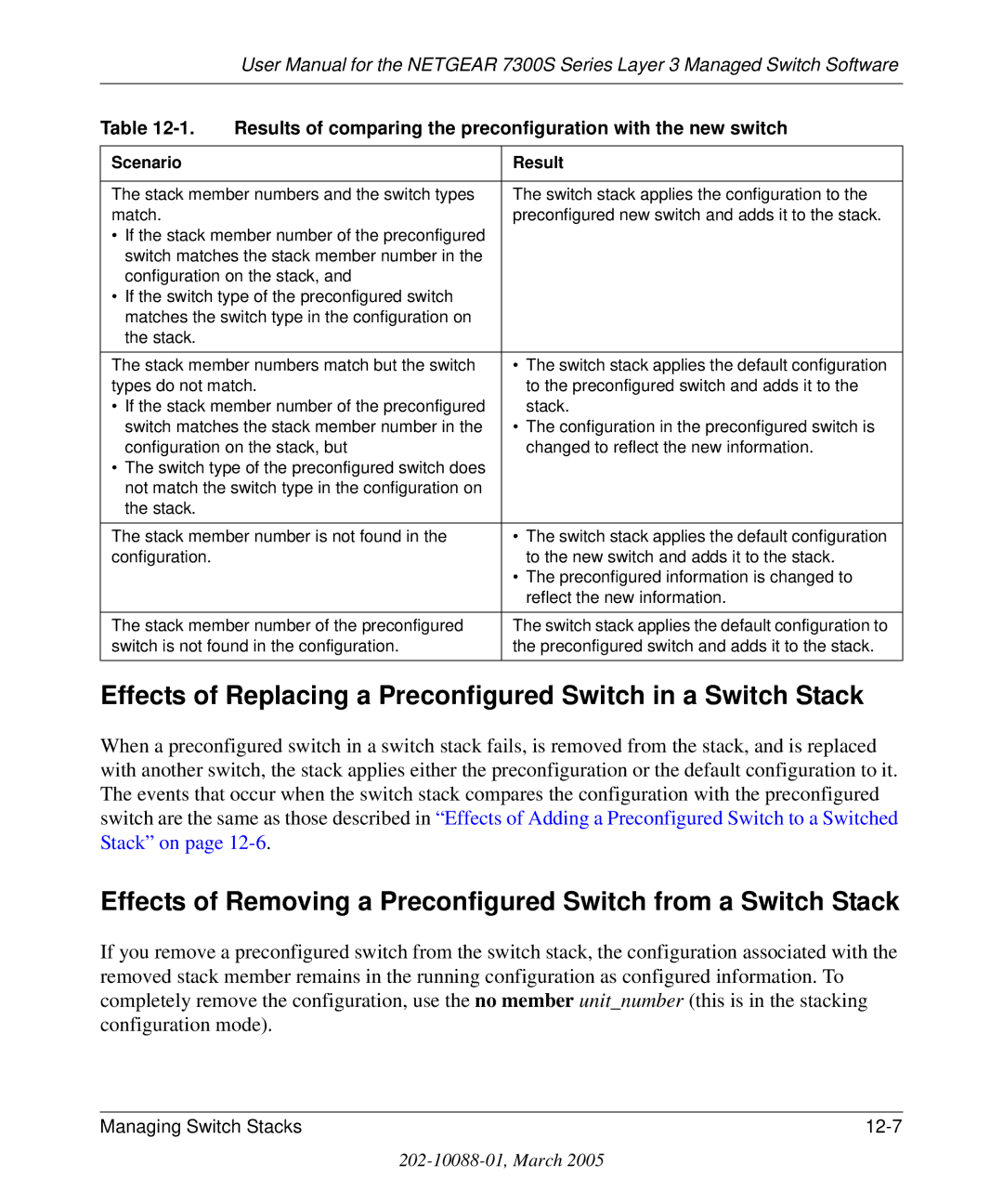 NETGEAR 7300S manual Managing Switch Stacks 12-7 