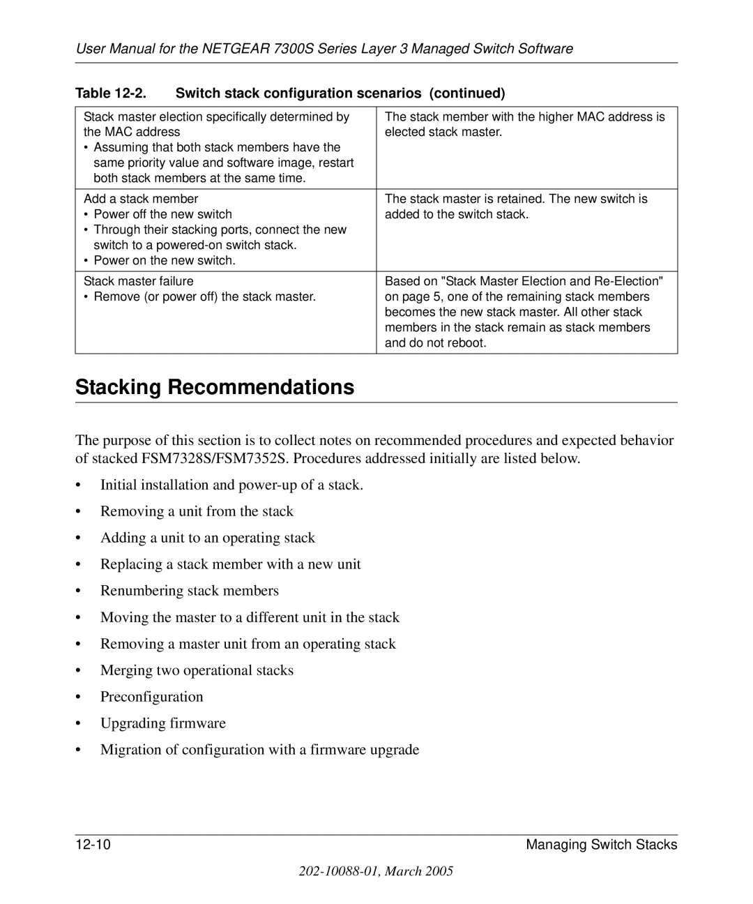 NETGEAR 7300S manual Stacking Recommendations 