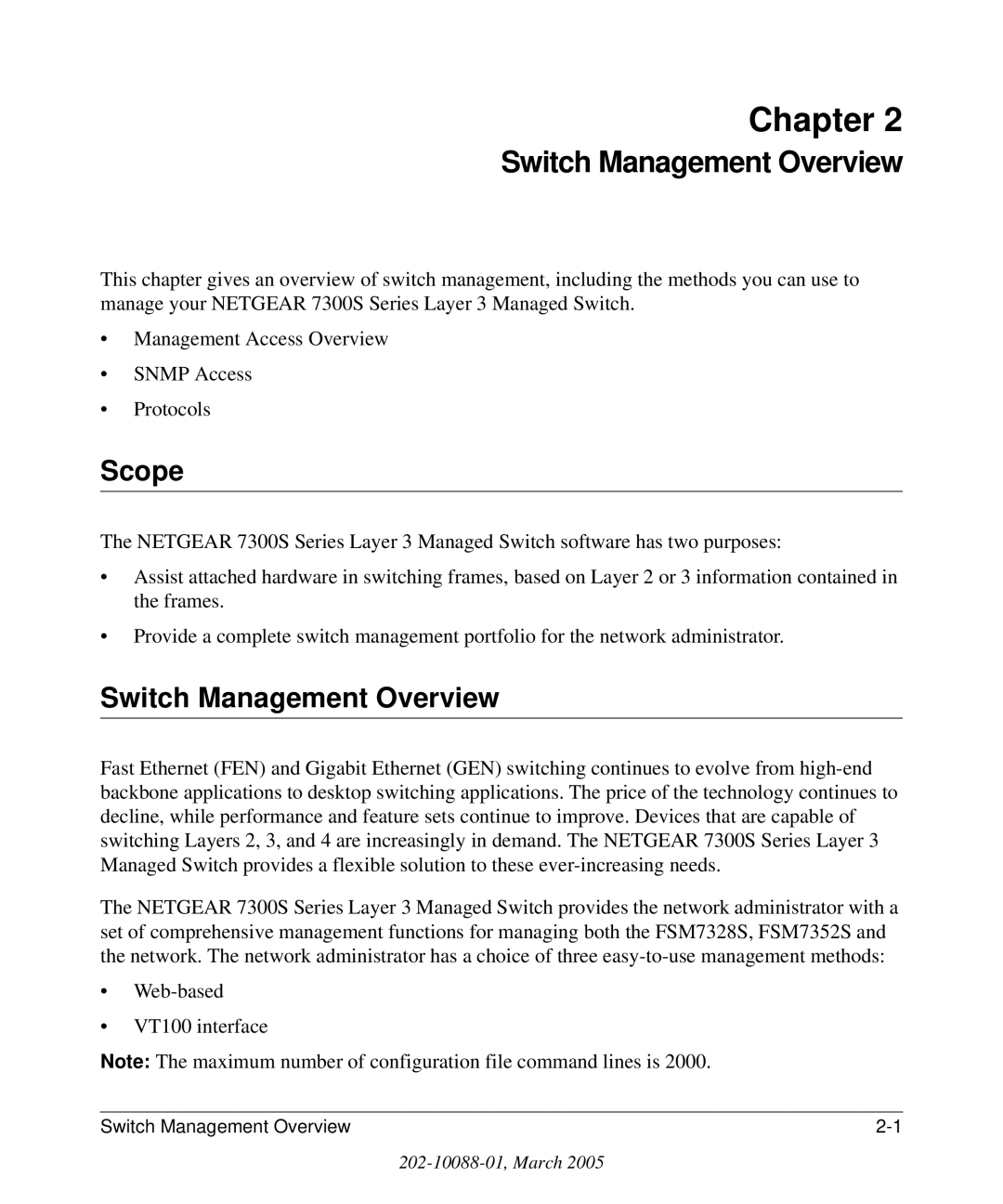 NETGEAR 7300S manual Scope, Switch Management Overview 