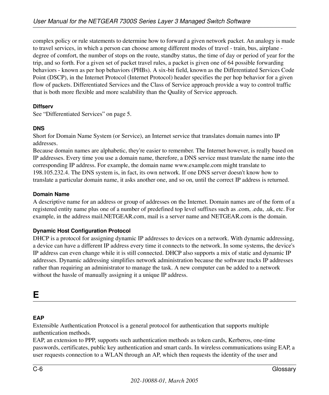 NETGEAR 7300S manual See Differentiated Services on 