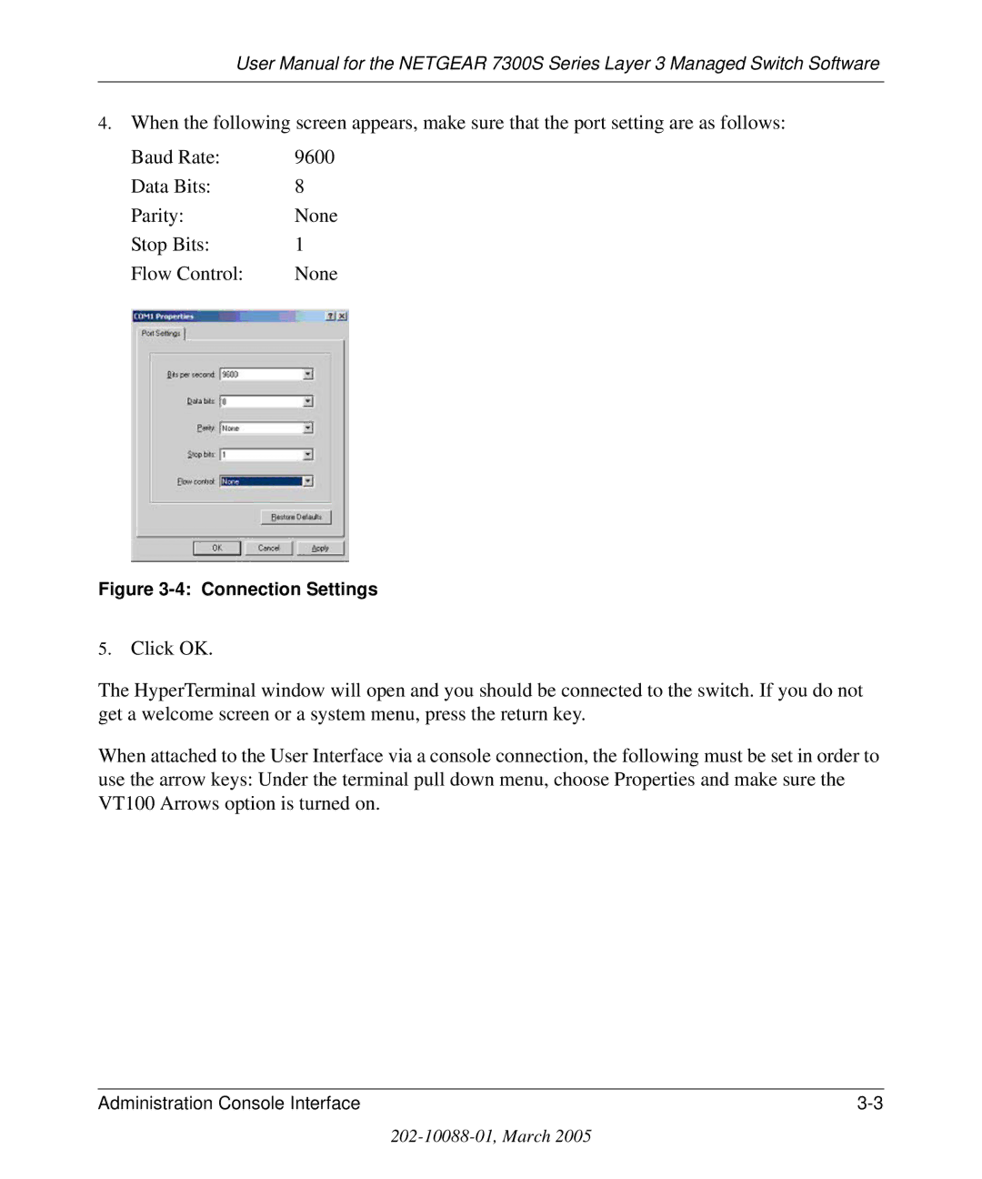 NETGEAR 7300S manual Connection Settings 