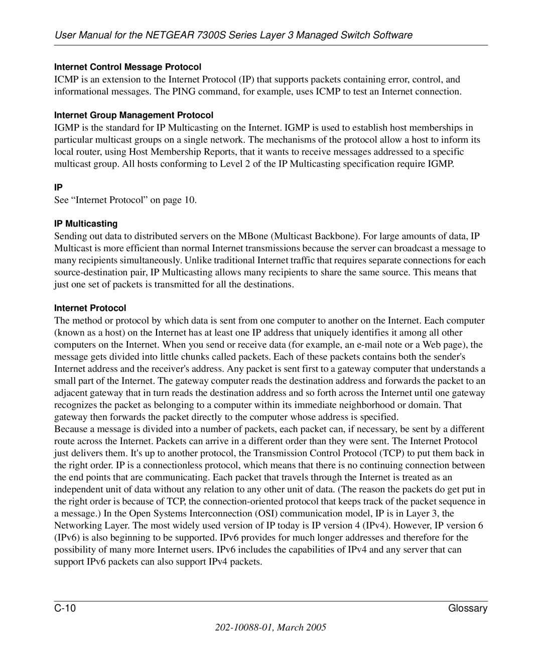 NETGEAR 7300S manual Internet Control Message Protocol 