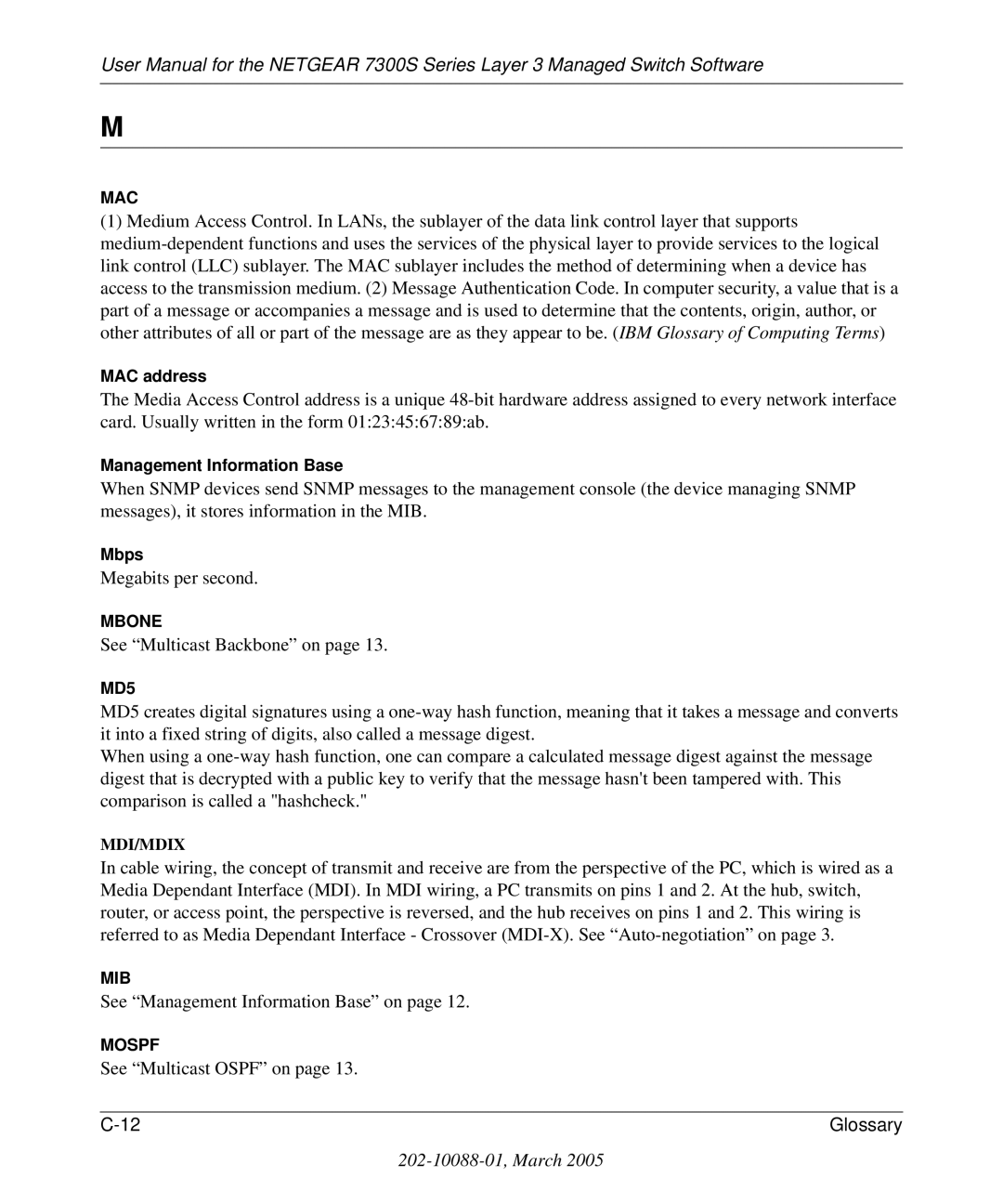 NETGEAR 7300S manual Megabits per second 