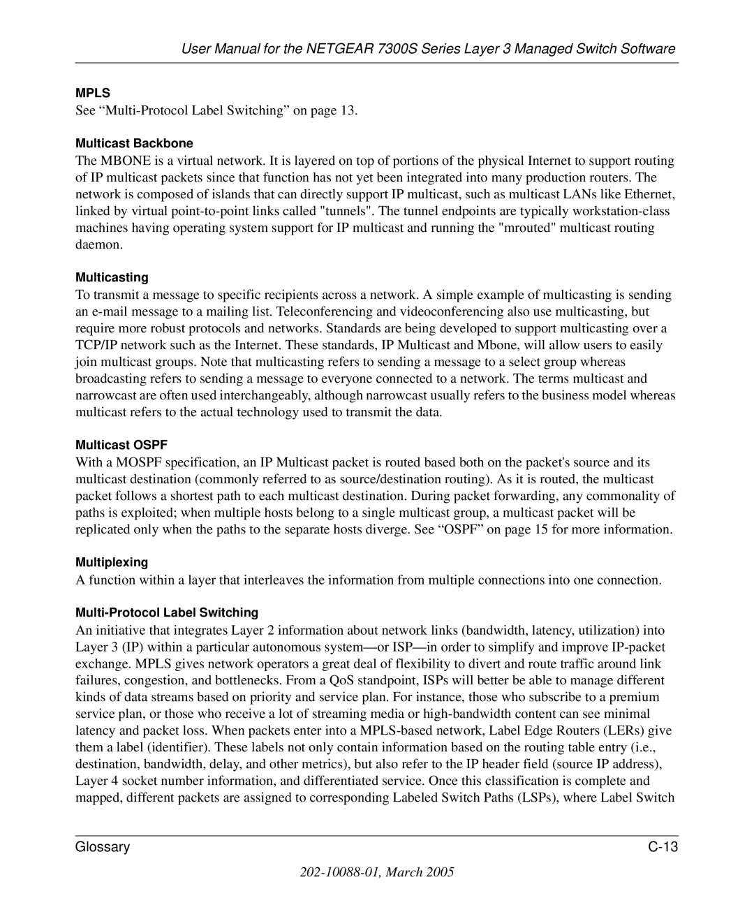 NETGEAR 7300S manual See Multi-Protocol Label Switching on 