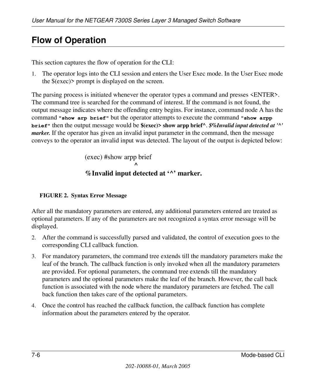 NETGEAR 7300S manual Flow of Operation, Invalid input detected at ‘’ marker 