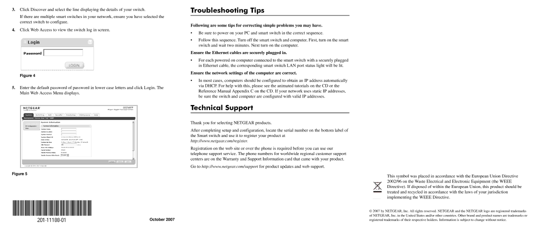 NETGEAR 748TP, 724TP user manual Troubleshooting Tips, Technical Support, Ensure the Ethernet cables are securely plugged 