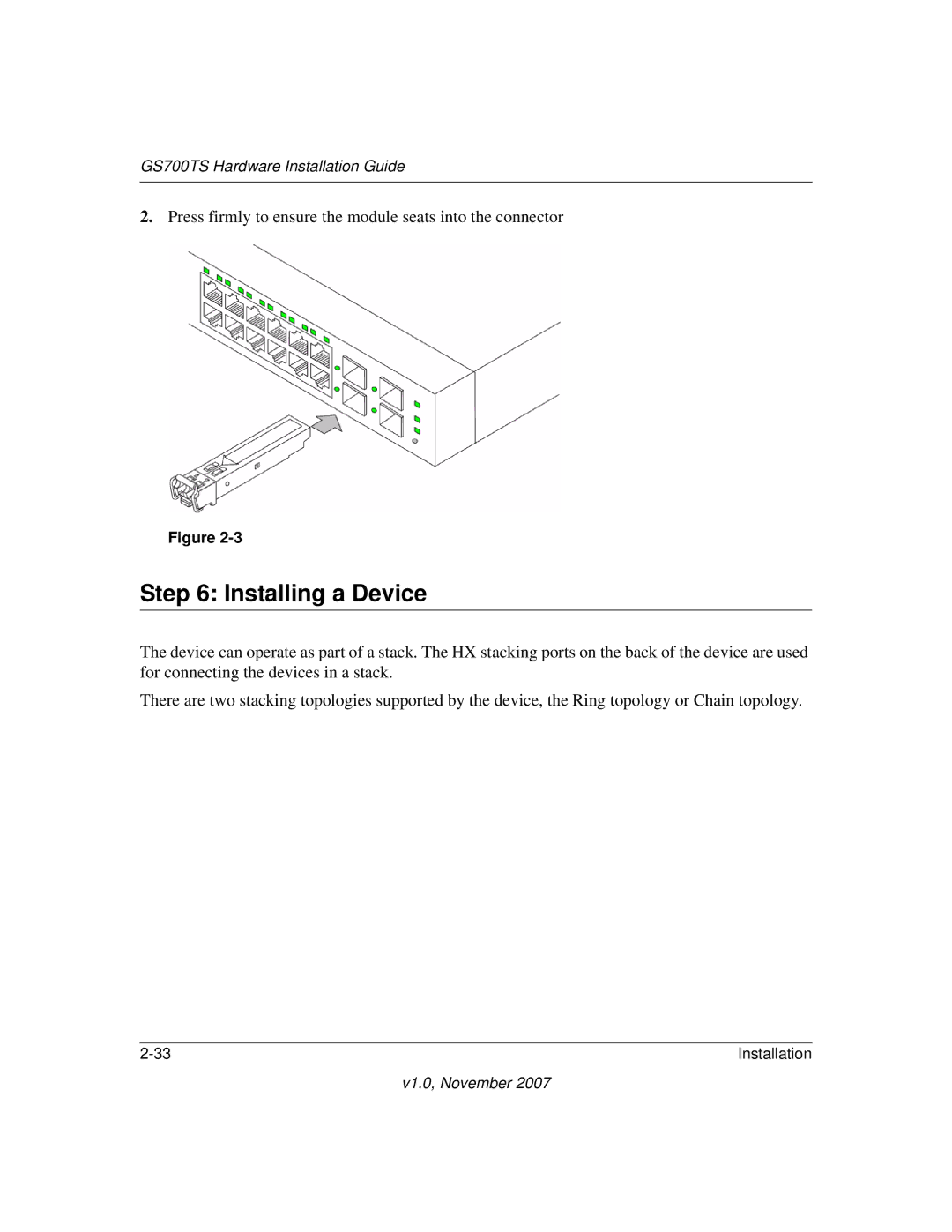 NETGEAR 748TS, 724TS manual Installing a Device 