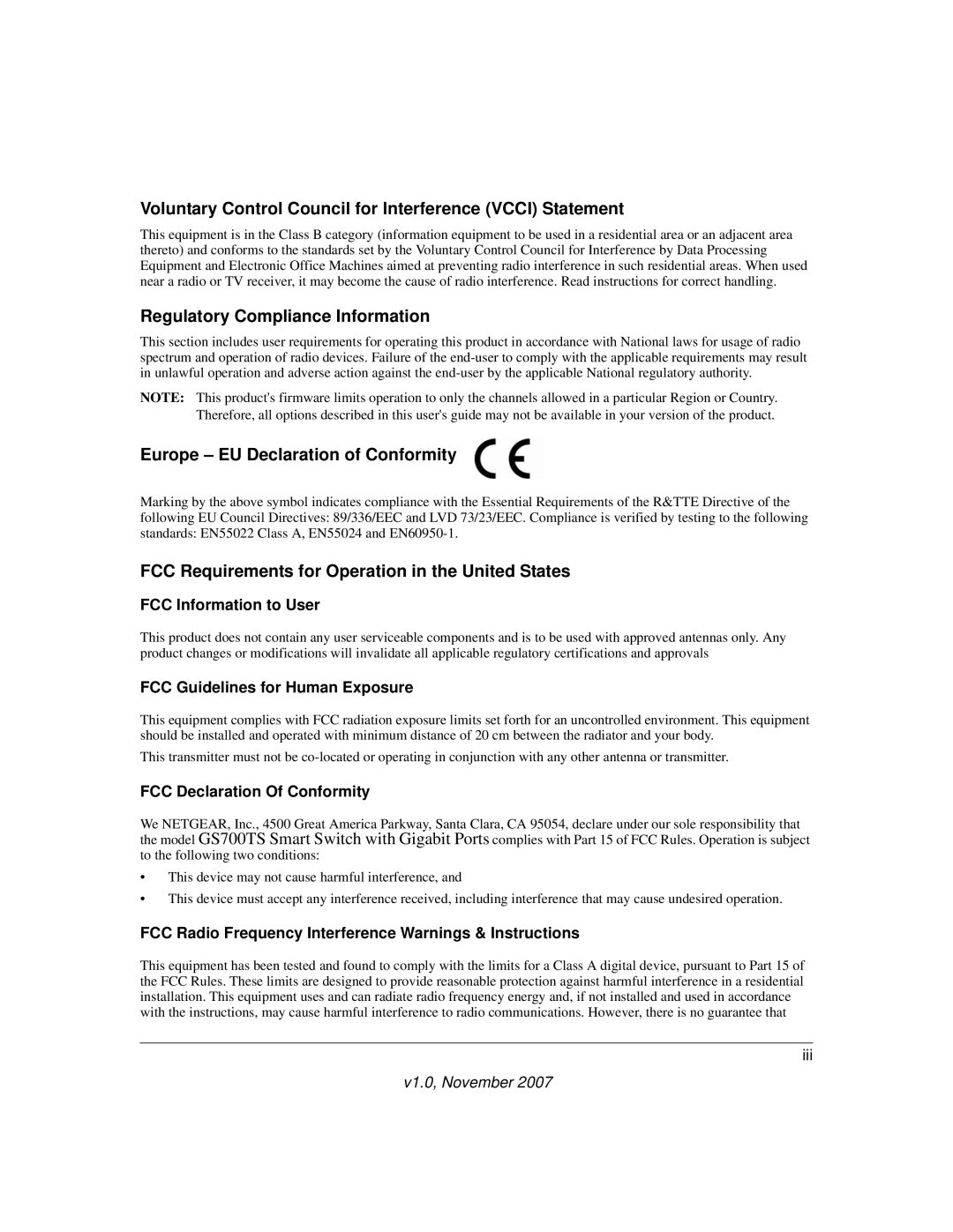 NETGEAR 724TS, 748TS manual Voluntary Control Council for Interference Vcci Statement 