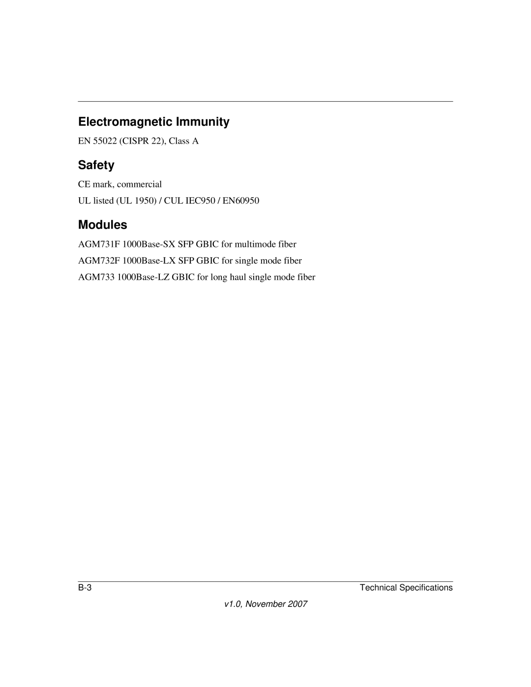 NETGEAR 748TS, 724TS manual Electromagnetic Immunity, Safety, Modules 