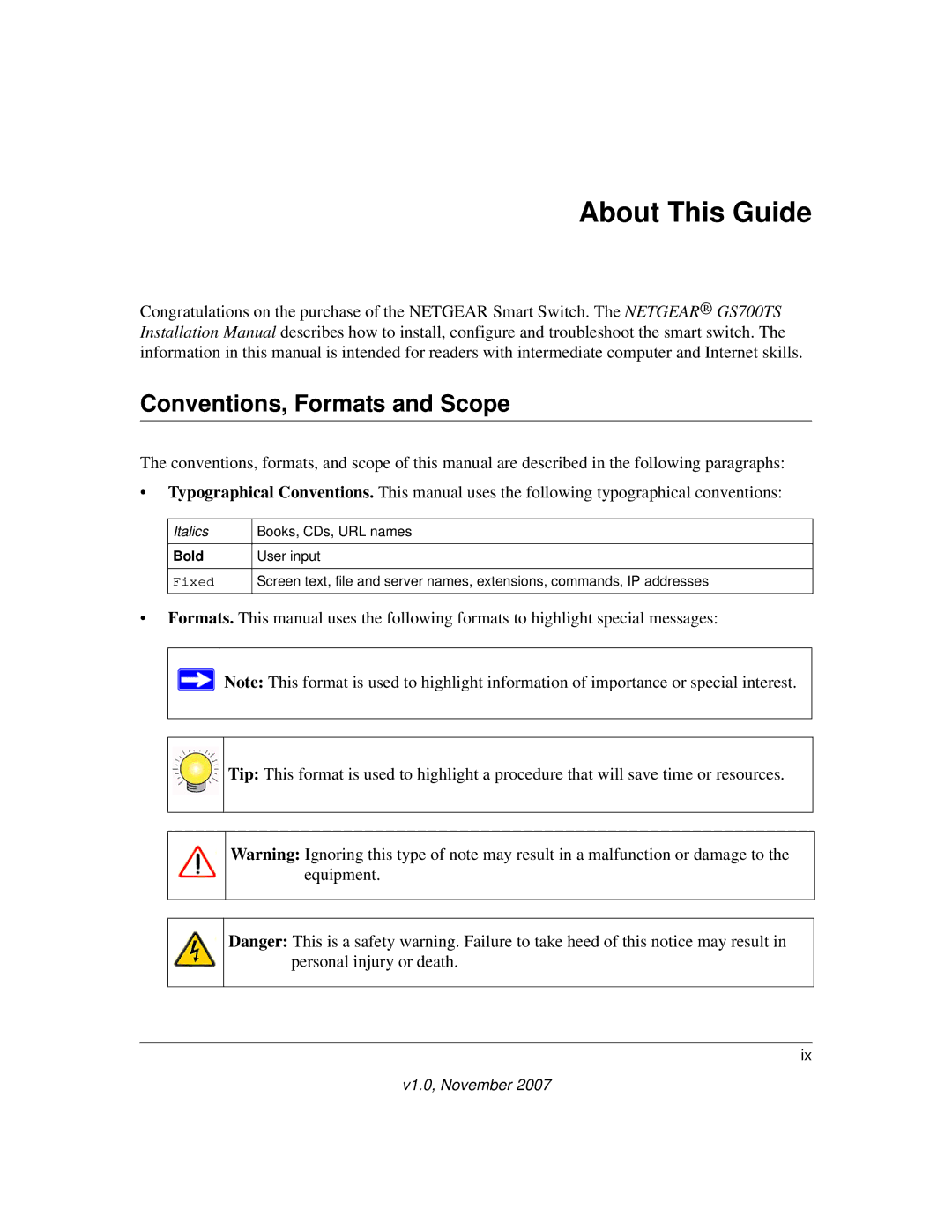 NETGEAR 724TS, 748TS manual About This Guide, Conventions, Formats and Scope 