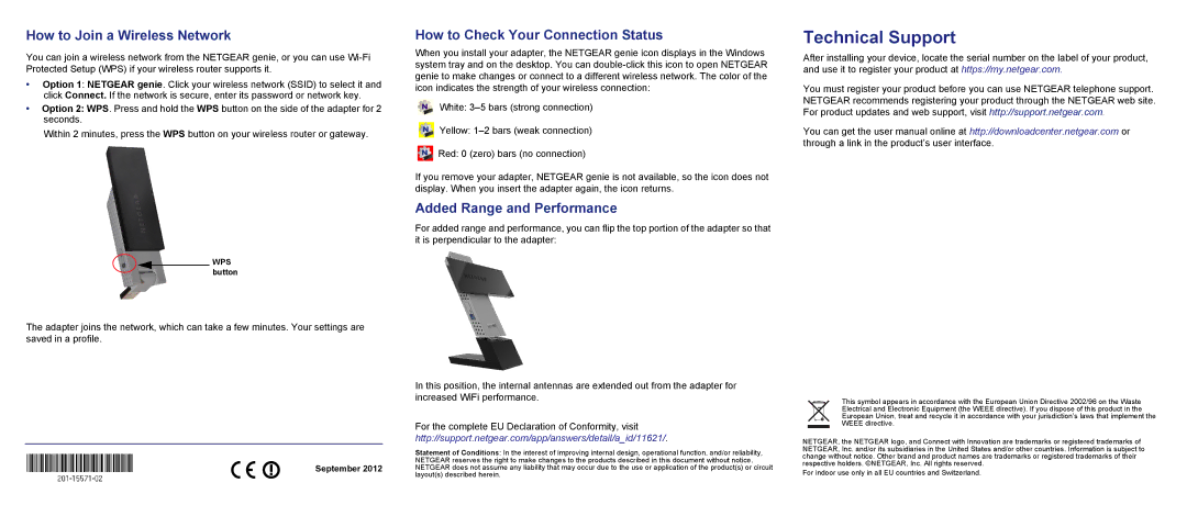 NETGEAR A6200-100NAS manual Technical Support, How to Join a Wireless Network, How to Check Your Connection Status 