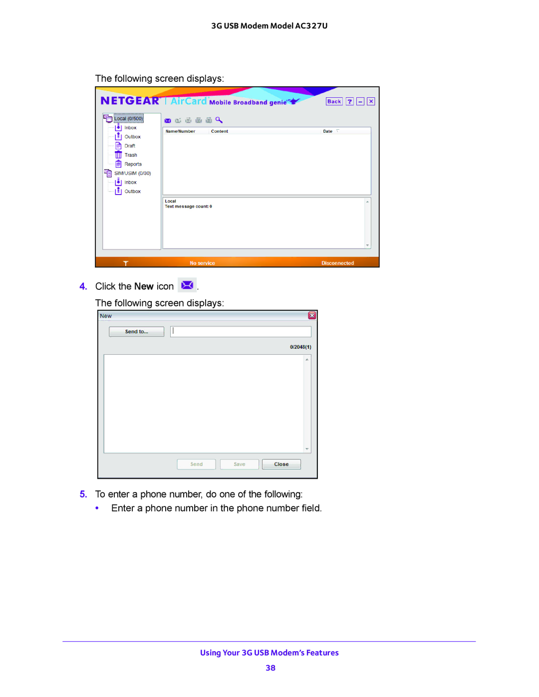 NETGEAR AC327U user manual Using Your 3G USB Modem’s Features 