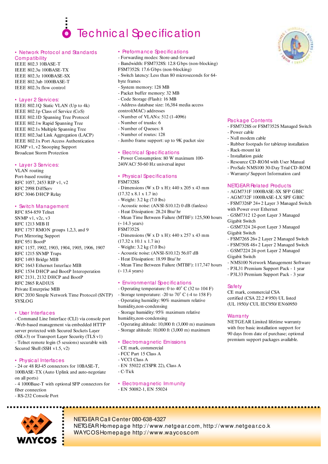 NETGEAR AX742 Network Protocol and Standards Compatibility, Layer 2 Services, Layer 3 Services, Switch Management, Safety 