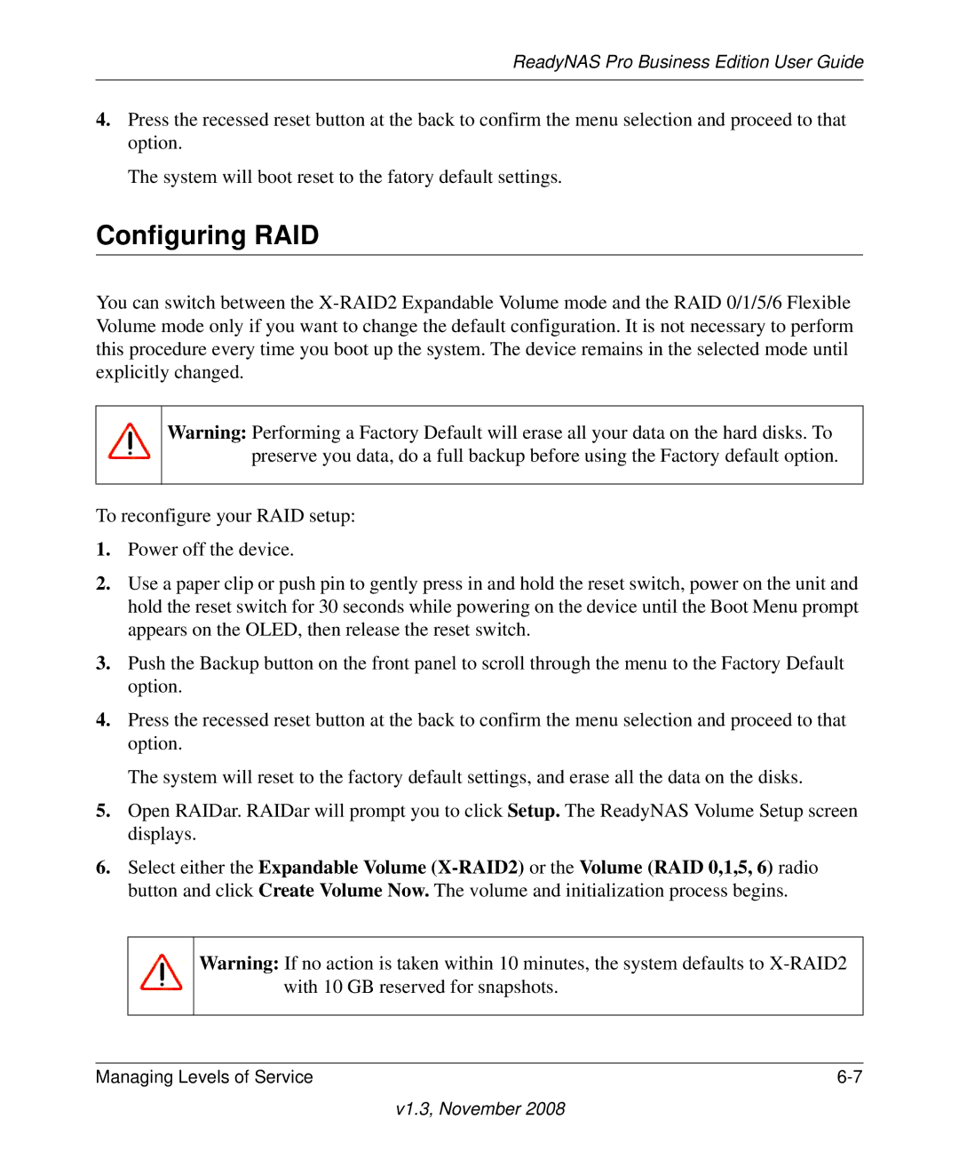 NETGEAR Business Edition manual Configuring RAID 