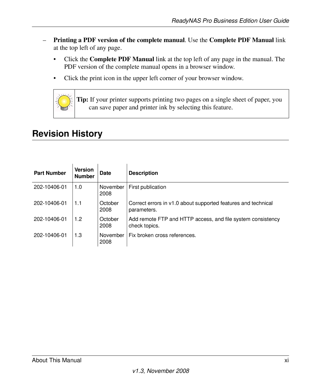 NETGEAR Business Edition manual Revision History, Part Number Version Date Description 