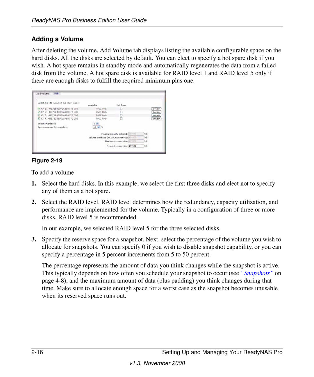 NETGEAR Business Edition manual Adding a Volume 