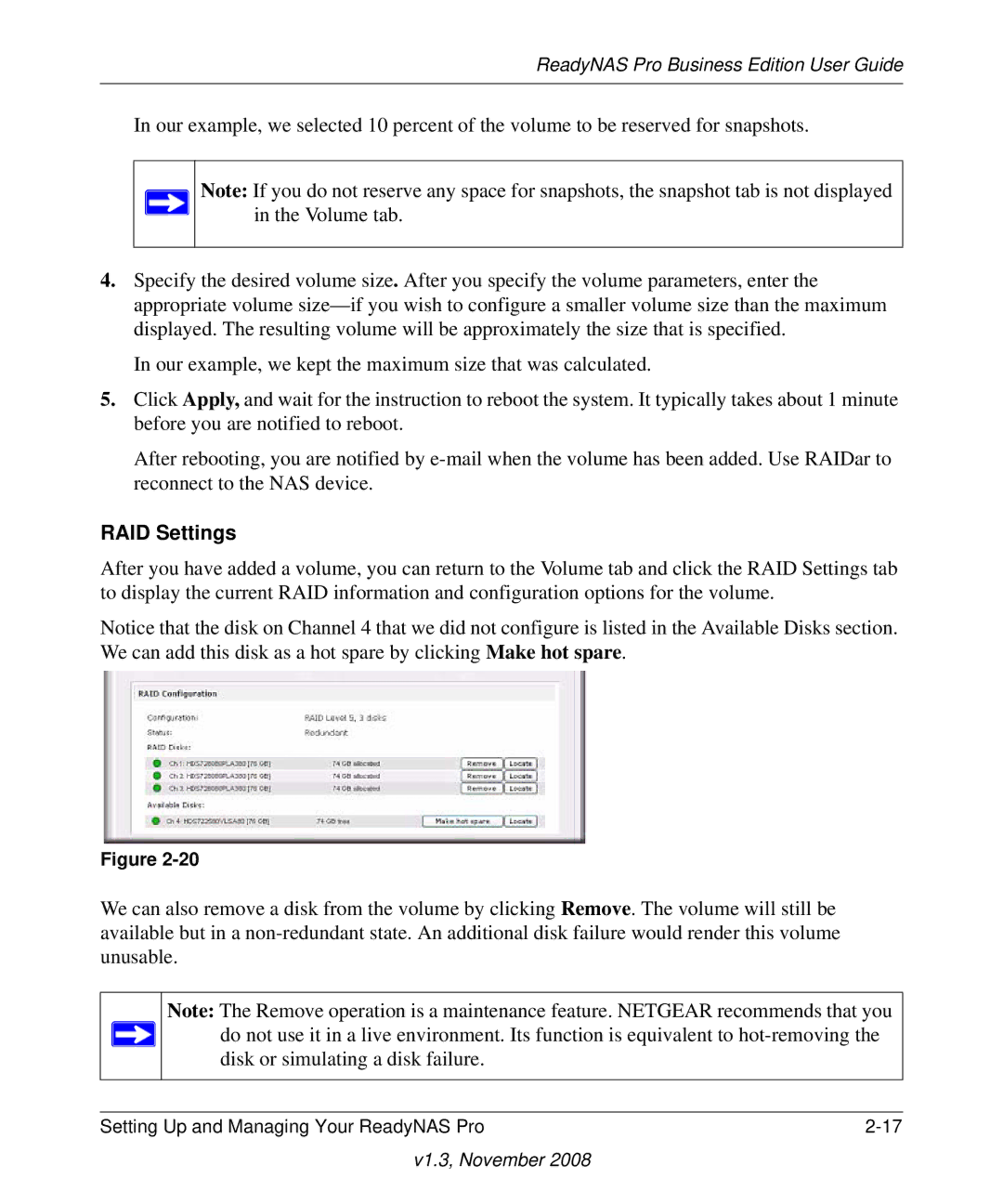 NETGEAR Business Edition manual RAID Settings 